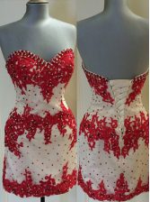 Top Selling White And Red Sleeveless Lace Lace Up Evening Dress for Prom and Party