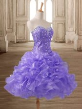 Stylish Mini Length A-line Sleeveless Lavender Prom Party Dress Lace Up