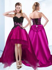 Colorful Fuchsia Sweetheart Lace Up Appliques Prom Gown Sleeveless