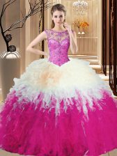 Modern Scoop Multi-color Sleeveless Floor Length Beading Lace Up Ball Gown Prom Dress
