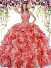  Organza Sleeveless Floor Length Quinceanera Gowns and Beading and Ruffles
