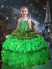 Glorious Ball Gowns Organza Spaghetti Straps Sleeveless Beading and Ruffles and Pick Ups Floor Length Lace Up Little Girl Pageant Gowns