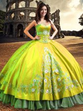 Charming Floor Length Yellow Green Ball Gown Prom Dress One Shoulder Sleeveless Lace Up