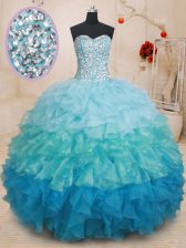 Custom Fit Ball Gowns Sleeveless Multi-color Sweet 16 Dresses Lace Up