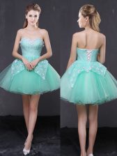  Organza Sleeveless Mini Length Prom Dresses and Lace and Appliques