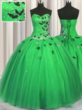 Attractive Floor Length Green Ball Gown Prom Dress Sweetheart Sleeveless Lace Up