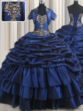 Customized Sleeveless Court Train Lace Up With Train Embroidery and Pick Ups 15 Quinceanera Dress