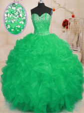 Wonderful Floor Length Turquoise Quinceanera Gowns Sweetheart Sleeveless Lace Up