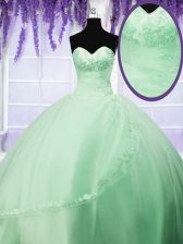 Ideal Sleeveless Lace Up Floor Length Appliques 15 Quinceanera Dress