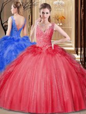 Eye-catching Sleeveless Backless Floor Length Appliques and Sequins and Pick Ups 15th Birthday Dress