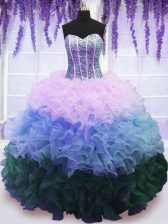 Smart Multi-color Sweetheart Neckline Beading and Ruffles and Ruffled Layers Quinceanera Dresses Sleeveless Lace Up