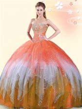  Tulle Sweetheart Sleeveless Lace Up Beading Ball Gown Prom Dress in Multi-color