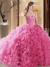  Sleeveless Embroidery and Ruffles and Pick Ups Lace Up Quinceanera Dress