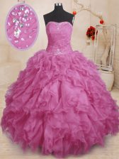  Organza Sleeveless Floor Length Quinceanera Gowns and Beading and Ruffles and Ruching