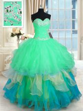 Clearance Sweetheart Sleeveless Lace Up Quinceanera Gown Multi-color Organza