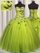 Classical Tulle Sleeveless Floor Length Sweet 16 Quinceanera Dress and Beading and Appliques