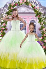 Hot Sale Beading Quinceanera Dresses Multi-color Lace Up Sleeveless Floor Length