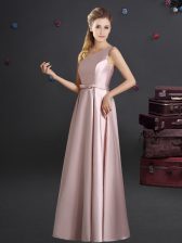  One Shoulder Floor Length Empire Sleeveless Pink Vestidos de Damas Zipper