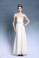 Fitting Off The Shoulder Short Sleeves Zipper Prom Evening Gown White Satin
