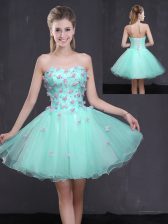 Glorious Apple Green Lace Up Prom Dresses Appliques Sleeveless Mini Length