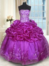 Perfect Sleeveless Beading and Embroidery and Pick Ups Lace Up Sweet 16 Dress