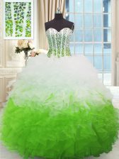  Organza Sweetheart Sleeveless Lace Up Beading and Ruffles 15 Quinceanera Dress in Multi-color