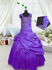 Fancy Sleeveless Lace Up Floor Length Beading and Pick Ups Kids Formal Wear