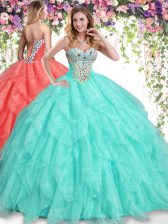 Dazzling Floor Length Ball Gowns Sleeveless Apple Green Sweet 16 Quinceanera Dress Lace Up