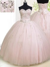 Best Selling Sleeveless Lace Up Floor Length Beading and Appliques Ball Gown Prom Dress