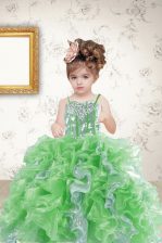  Sequins Multi-color Sleeveless Organza Lace Up Little Girls Pageant Dress for Military Ball and Sweet 16 and Quinceanera