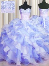  Two Tone Visible Boning Floor Length Ball Gowns Sleeveless Multi-color Sweet 16 Quinceanera Dress Lace Up