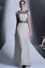 Hot Sale Embroidery Dress for Prom White Zipper Sleeveless Floor Length