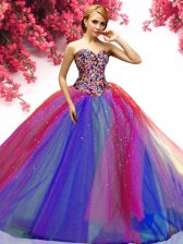 Artistic Beading Quinceanera Dress Multi-color Lace Up Sleeveless Floor Length