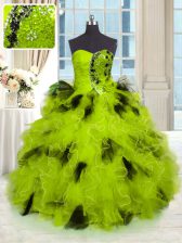  Floor Length Lace Up Quinceanera Dresses Multi-color for Military Ball and Sweet 16 and Quinceanera with Beading and Ruffles