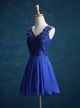 Comfortable Mini Length Zipper Prom Dresses Royal Blue and In with Appliques