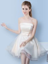 Discount Strapless Sleeveless Tulle Court Dresses for Sweet 16 Bowknot Lace Up