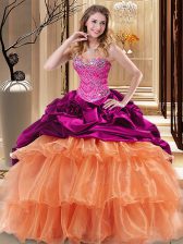  Multi-color Lace Up Sweetheart Beading and Ruffles Sweet 16 Dresses Organza and Taffeta Sleeveless