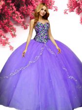 Smart Lavender Ball Gowns Tulle Sweetheart Sleeveless Beading Floor Length Lace Up Vestidos de Quinceanera
