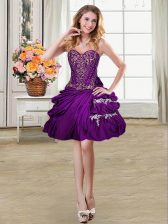 Eye-catching Sweetheart Sleeveless Taffeta Dress for Prom Beading and Appliques and Pick Ups Lace Up