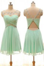  Bateau Sleeveless Zipper Dress for Prom Apple Green Chiffon