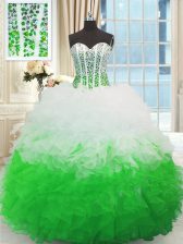  Beading and Ruffles Quinceanera Dresses Multi-color Lace Up Sleeveless Floor Length