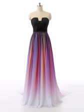 Colorful Sweetheart Sleeveless Sweep Train Zipper Prom Dress Multi-color Chiffon