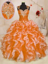  Multi-color Lace Up Sweetheart Beading and Ruffles Sweet 16 Dresses Organza Sleeveless