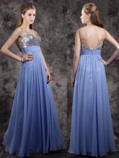 Lavender Zipper Homecoming Dress Beading and Sequins Sleeveless Floor Length