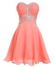 High Quality Sweetheart Sleeveless Lace Up Dress for Prom Watermelon Red Organza