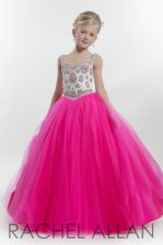  Tulle Sleeveless Floor Length Kids Pageant Dress and Beading