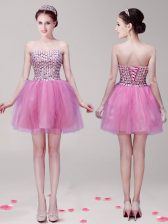 Free and Easy Lilac Sleeveless Tulle Lace Up Prom Party Dress for Prom and Party