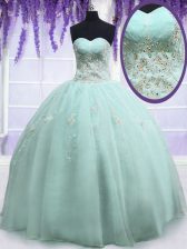Clearance Beading and Embroidery Sweet 16 Quinceanera Dress Light Blue Zipper Sleeveless Floor Length