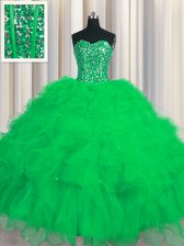 Pretty Visible Boning Floor Length Green Quinceanera Dresses Sweetheart Sleeveless Lace Up