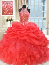 Most Popular Sleeveless Beading and Pick Ups Lace Up Vestidos de Quinceanera
